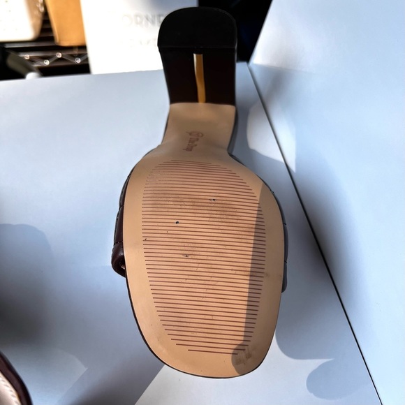 The Drop Quilted Chocolate High Block Heeled Mule Open Toe Sandal Ladies 7.5 - Picture 8 of 10